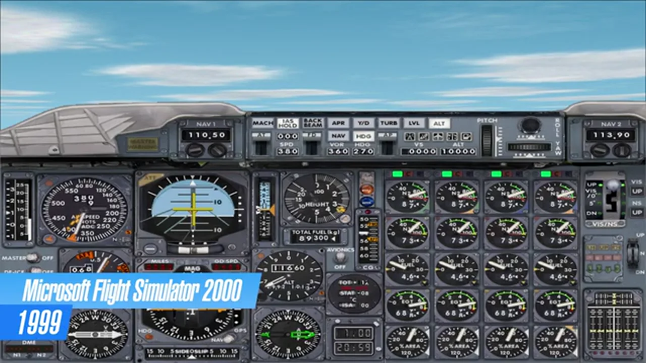 A 3D-accelerated aircraft and landscape in Flight Simulator 98