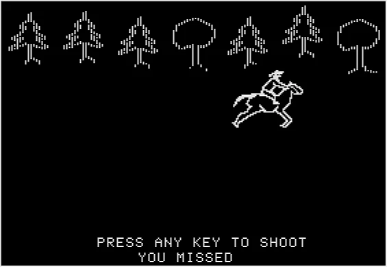 An early Apple II OREGON menu and graphical hunting scene
