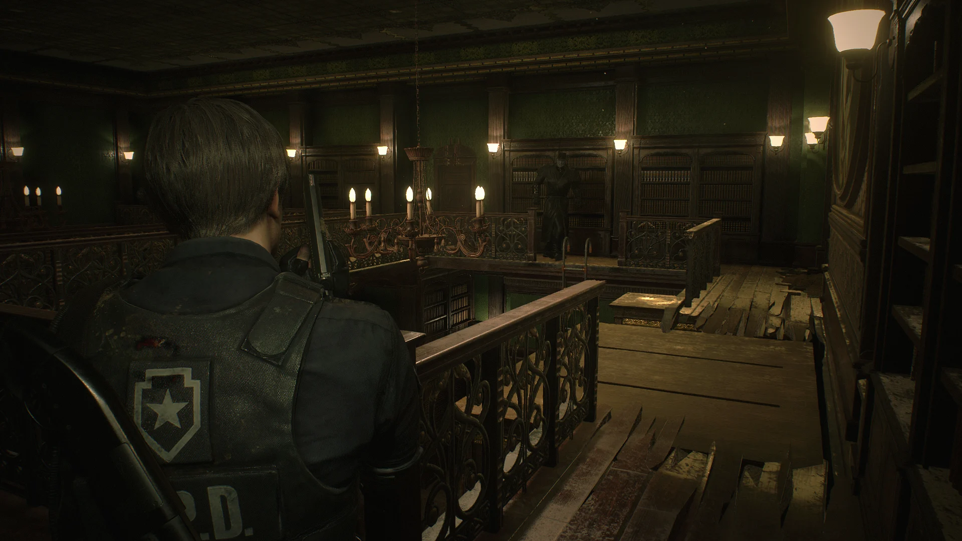 A non-graphic over-the-shoulder view of the remade police station
